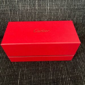 Vintage Cartier Black Sunglasses with Silver Accent and Red Case